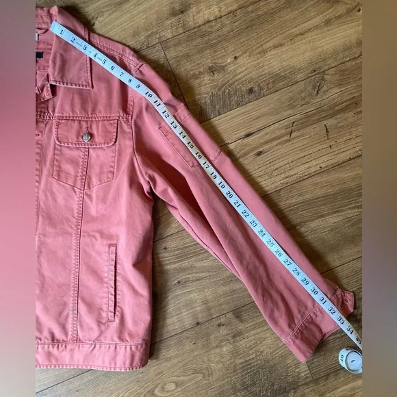 J.Crew Classic Denim Jacket Coral- Size Large - Picture 9 of 11
